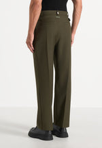 Pierre - Twin Pleat Tailored Trousers - Olive