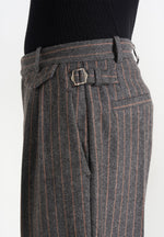 Pierre - Twin Pleat Wool Pinstripe Trousers - Grey