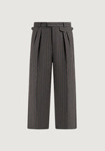 Pierre - Twin Pleat Wool Pinstripe Trousers - Grey