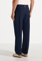 Pierre - Twin Pleat Tailored Trousers - Navy