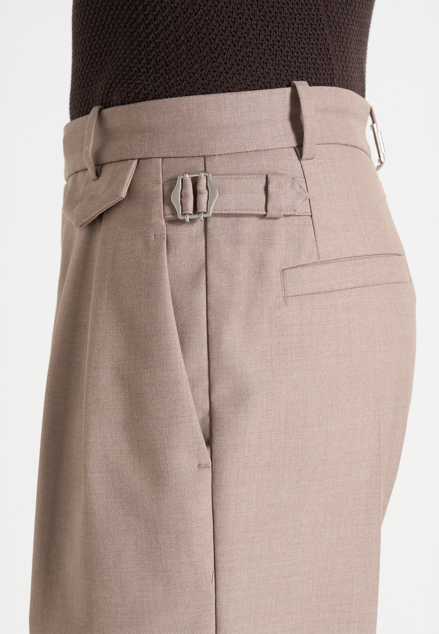 Pierre - Twin Pleat Tailored Trousers - Taupe