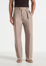 Pierre - Twin Pleat Tailored Trousers - Taupe
