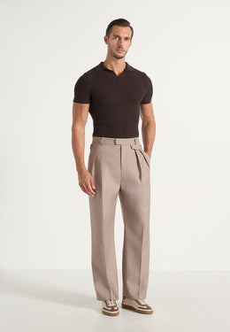Pierre - Twin Pleat Tailored Trousers - Taupe