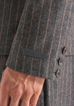 Didier - Double Breasted Wool Pinstripe Suit Blazer - Grey