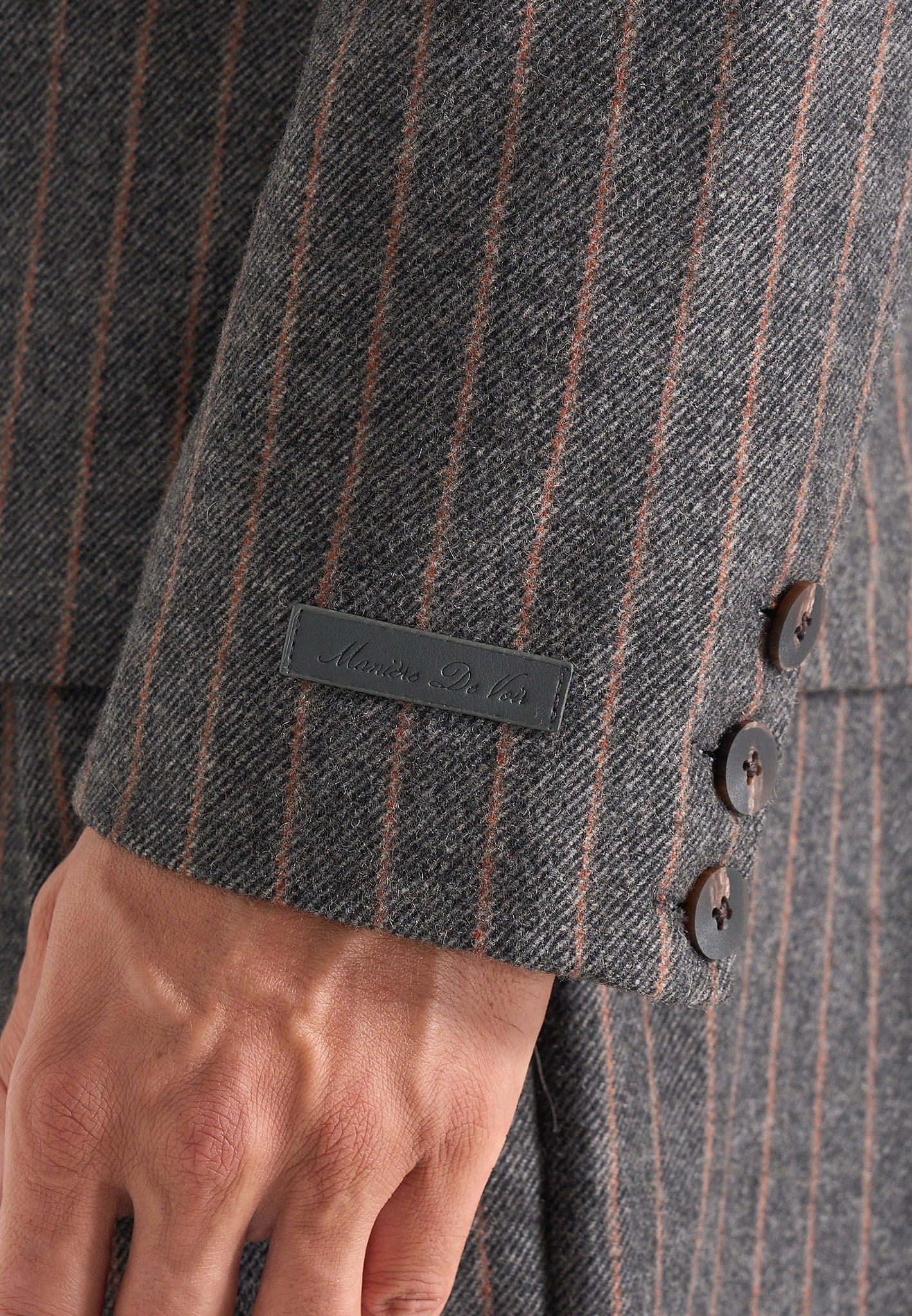 Didier - Double Breasted Wool Pinstripe Suit Blazer - Grey