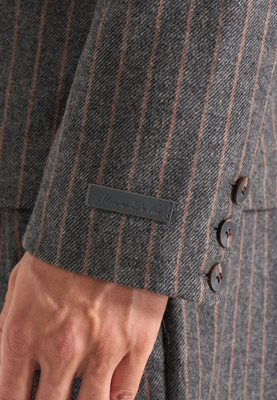 Didier - Double Breasted Wool Pinstripe Suit Blazer - Grey