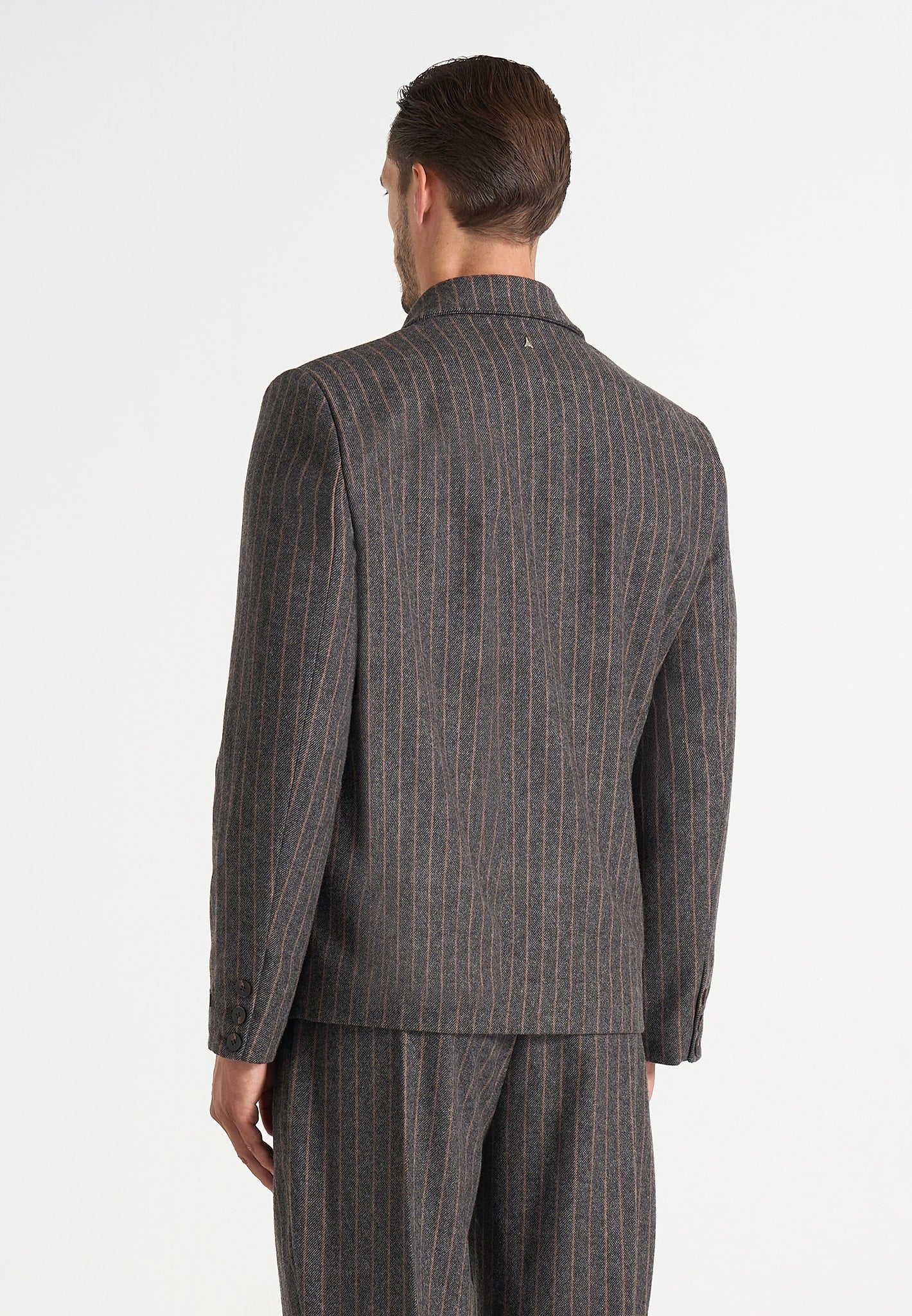 Didier - Double Breasted Wool Pinstripe Suit Blazer - Grey