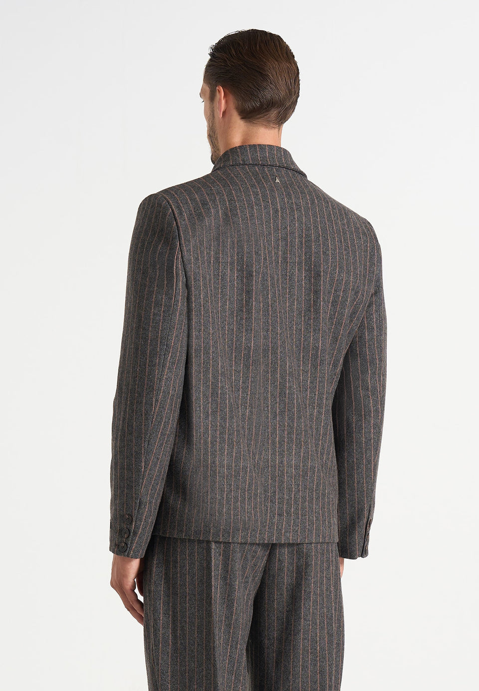 Didier - Double Breasted Wool Pinstripe Suit Blazer - Grey