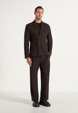 Didier - Double Breasted Tailored Wool-Blend Suit Blazer - Brown