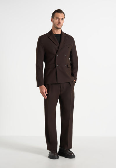 Didier - Double Breasted Tailored Wool-Blend Suit Blazer - Brown