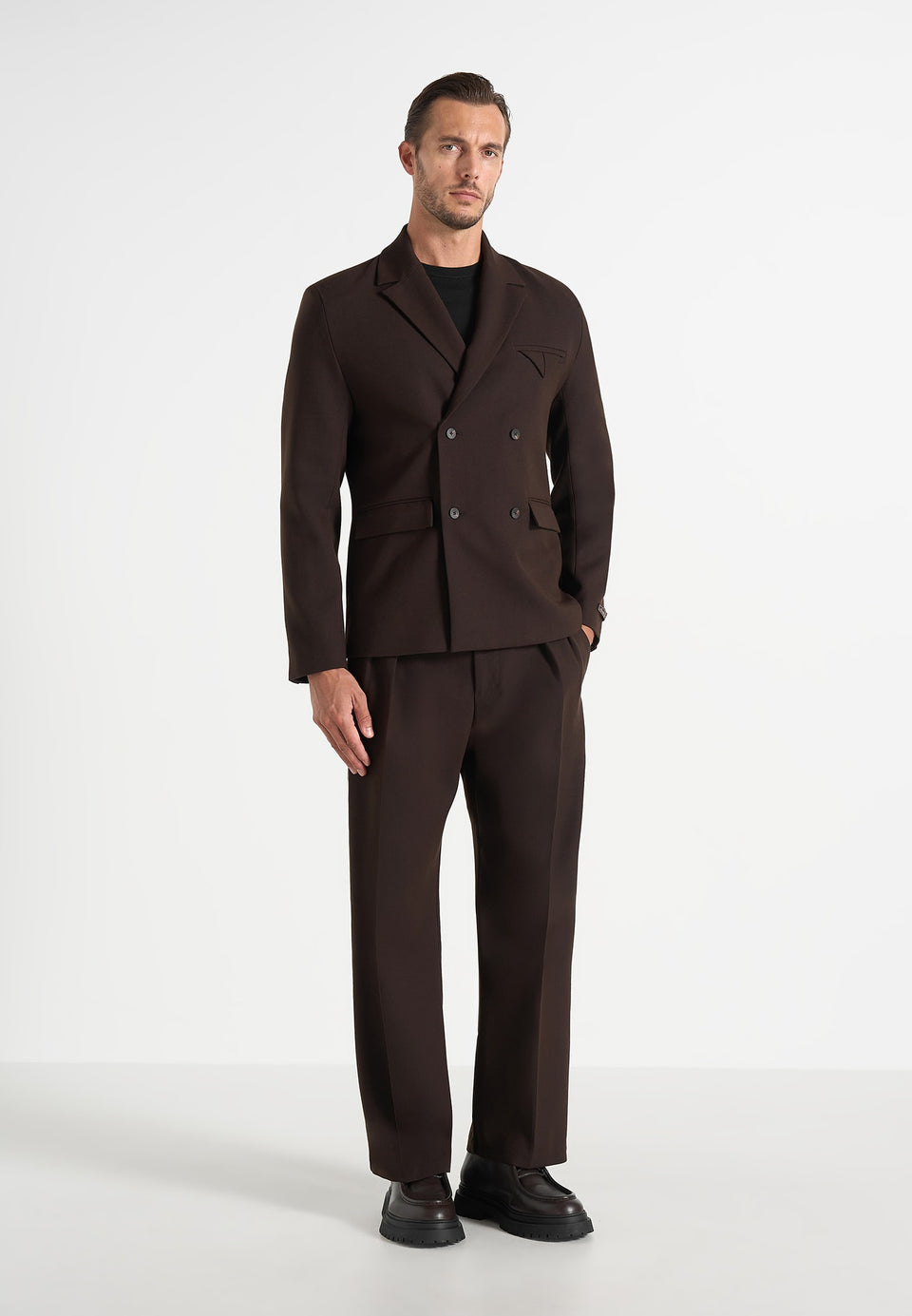 Didier - Double Breasted Tailored Wool-Blend Suit Blazer - Brown