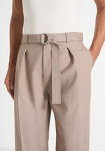 Loic - Wide Leg Tailored Trousers With Belt - Taupe