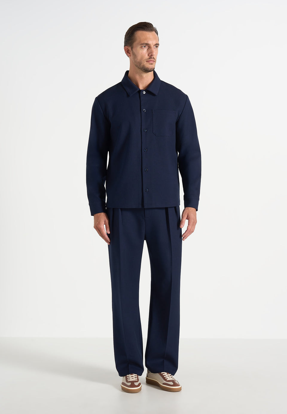 Valentin - Classic Tailored Long Sleeve Shirt - Navy