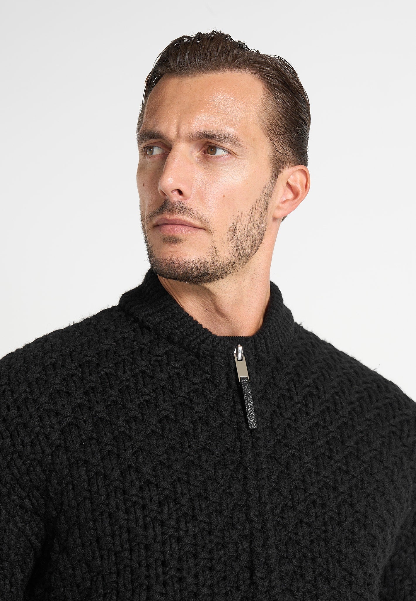 Darel - Wool Knit Bomber Jacket - Black
