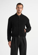Darel - Wool Knit Bomber Jacket - Black