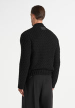 Darel - Wool Knit Bomber Jacket - Black