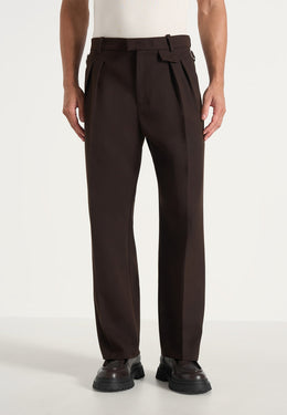 Pierre - Twin Pleat Tailored Wool-Blend Trousers - Dark Brown