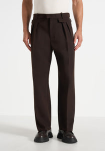 Pierre - Twin Pleat Tailored Wool-Blend Trousers - Brown