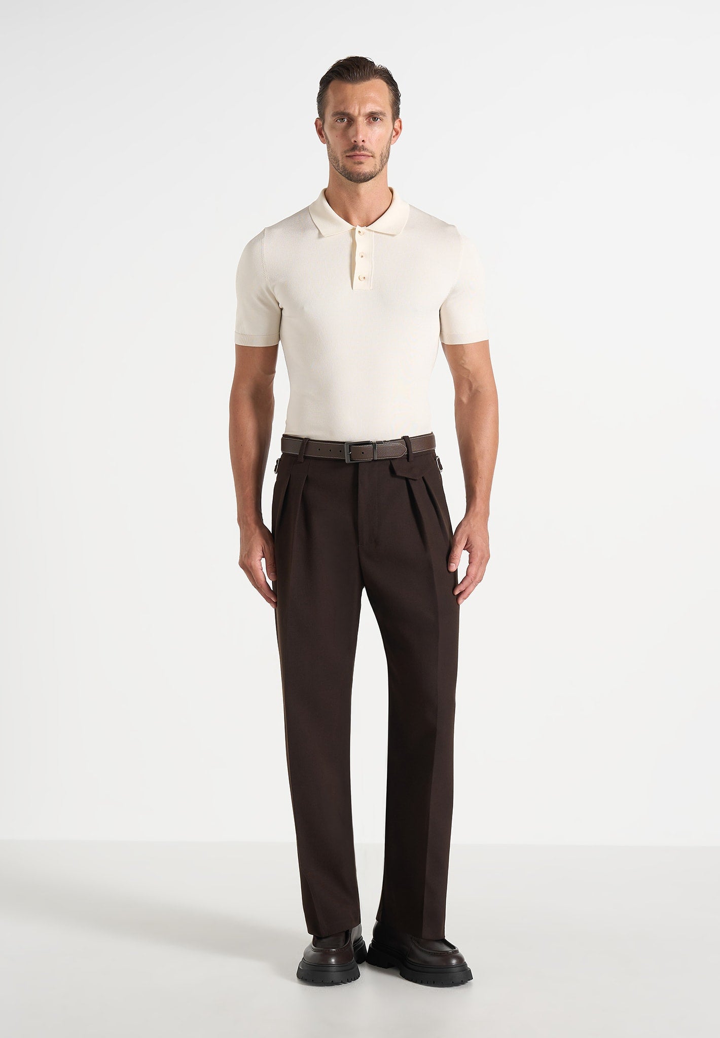 Pierre - Twin Pleat Tailored Wool-Blend Trousers - Brown