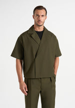 Abel - Boxy Twill Double Breasted Shirt - Olive