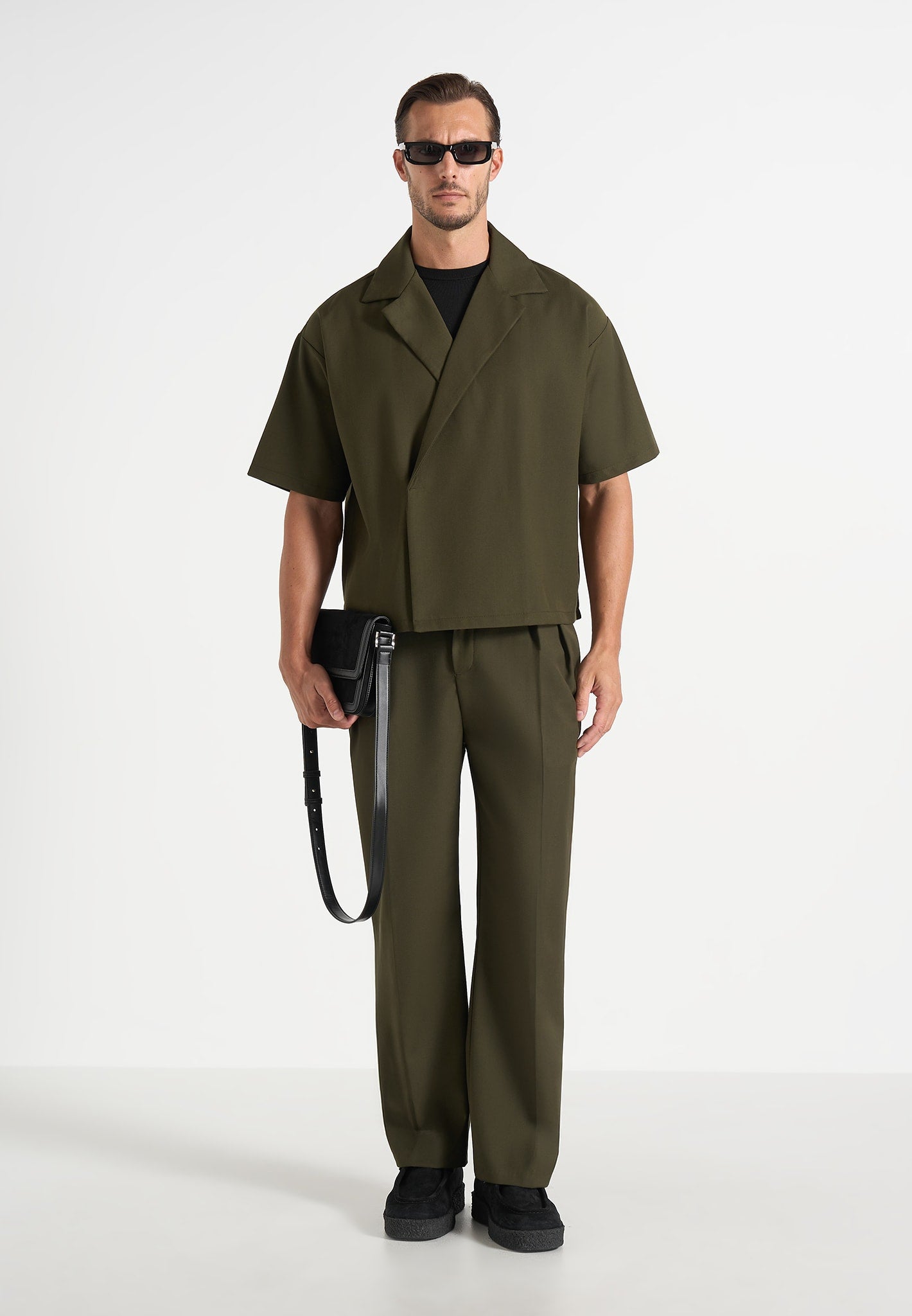 Abel - Boxy Twill Double Breasted Shirt - Olive