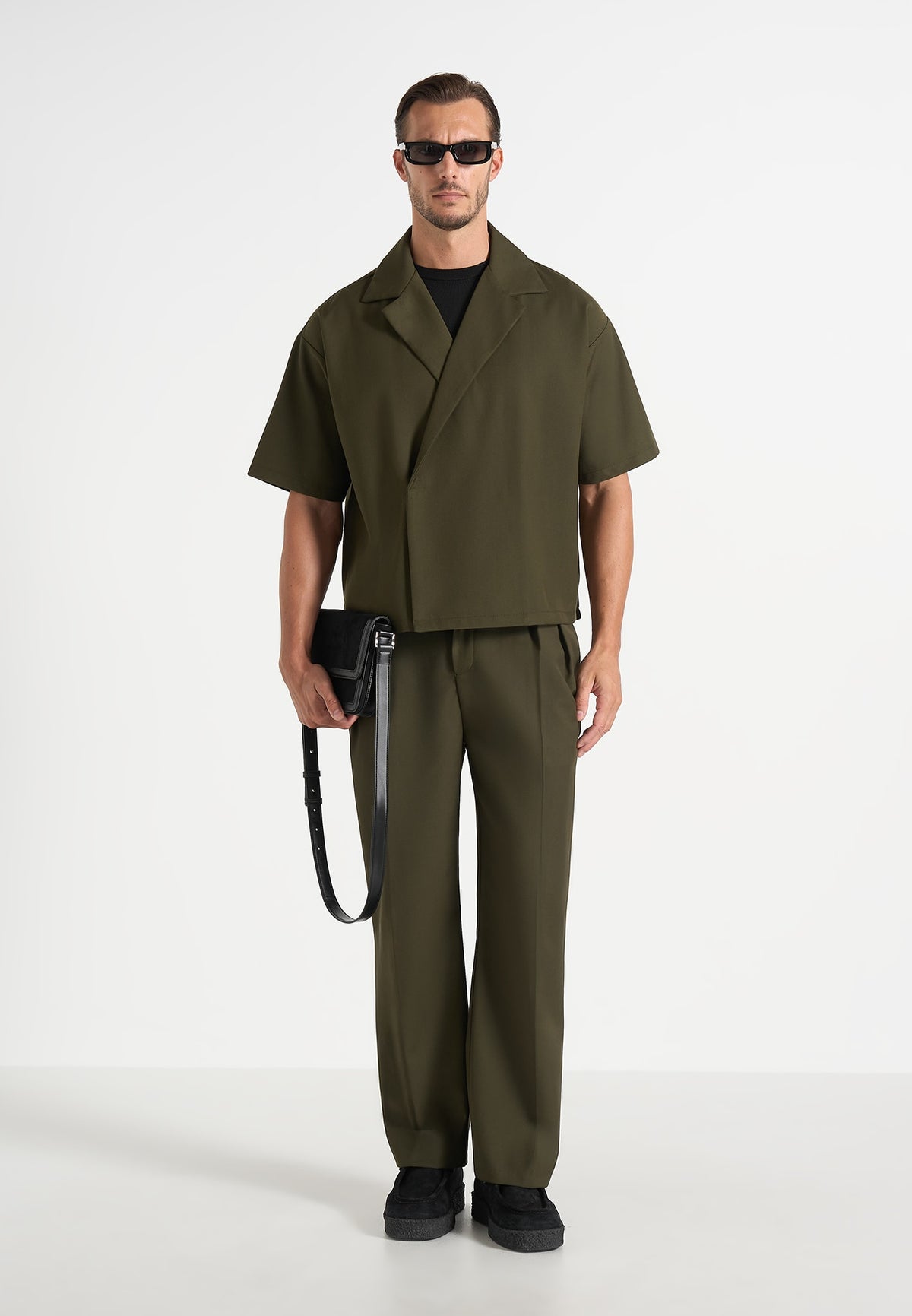 Abel - Boxy Twill Double Breasted Shirt - Olive