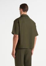 Abel - Boxy Twill Double Breasted Shirt - Olive