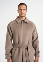 Alfie - Reversible Belted Wool-Blend Car Coat - Brown / Taupe
