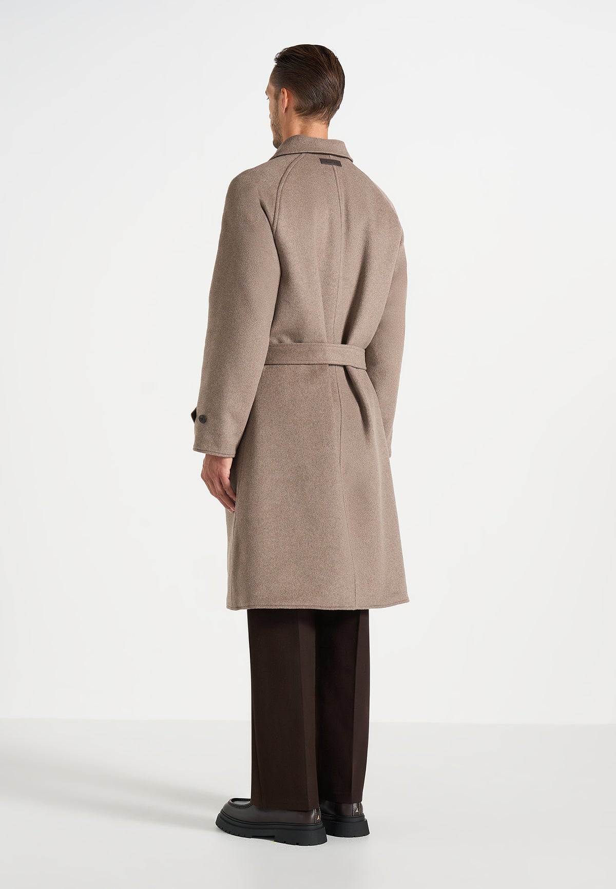 Alfie - Reversible Belted Wool-Blend Car Coat - Brown / Taupe
