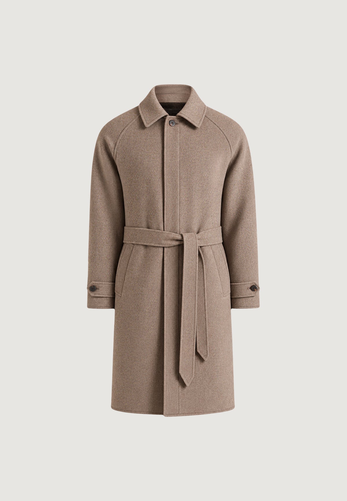 Alfie - Reversible Belted Wool-Blend Car Coat - Brown / Taupe