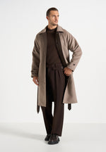 Alfie - Reversible Belted Wool-Blend Car Coat - Brown / Taupe