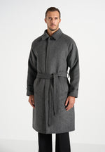 Alfie - Reversible Belted Wool-Blend Car Coat - Grey / Black