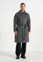 Alfie - Reversible Belted Wool-Blend Car Coat - Grey / Black