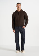 Finn - Brushed Wool-Blend Polo Knit Jumper - Brown