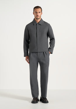 Bram - Minimal Tailored Wool-Blend Jacket - Charcoal Grey
