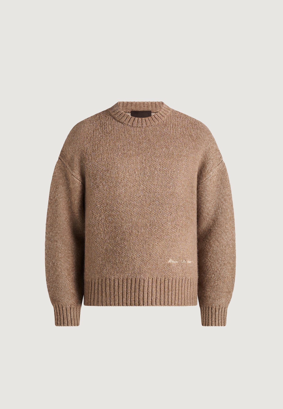 Kamil - Art Slogan Speckled Brushed Wool-Blend Knit Jumper - Beige