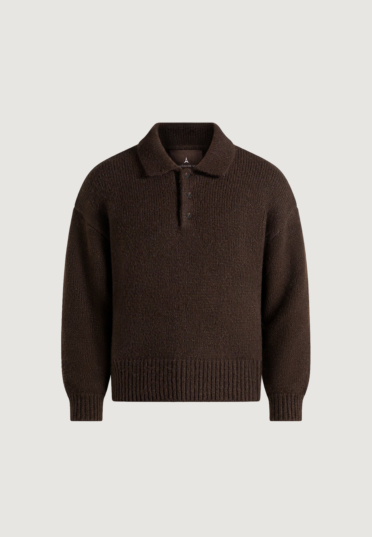 Finn - Brushed Wool-Blend Polo Knit Jumper - Brown