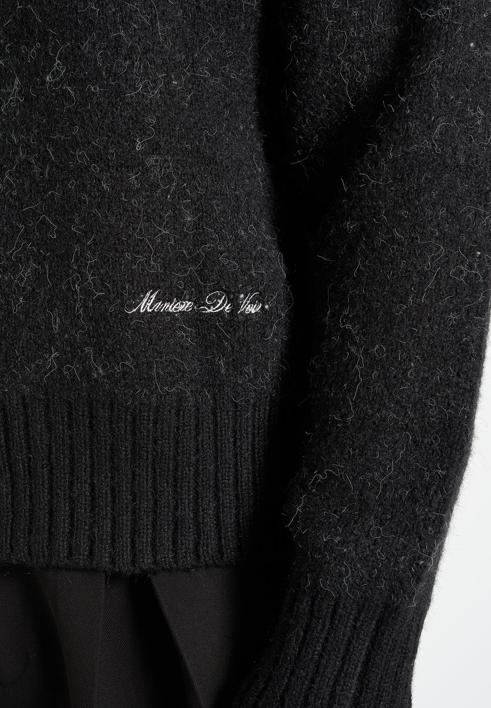 Kamil - Art Slogan Speckled Brushed Wool-Blend Knit Jumper - Black