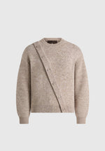 Theo - Asymmetric Brushed Wool-Blend Knit Jumper - Taupe