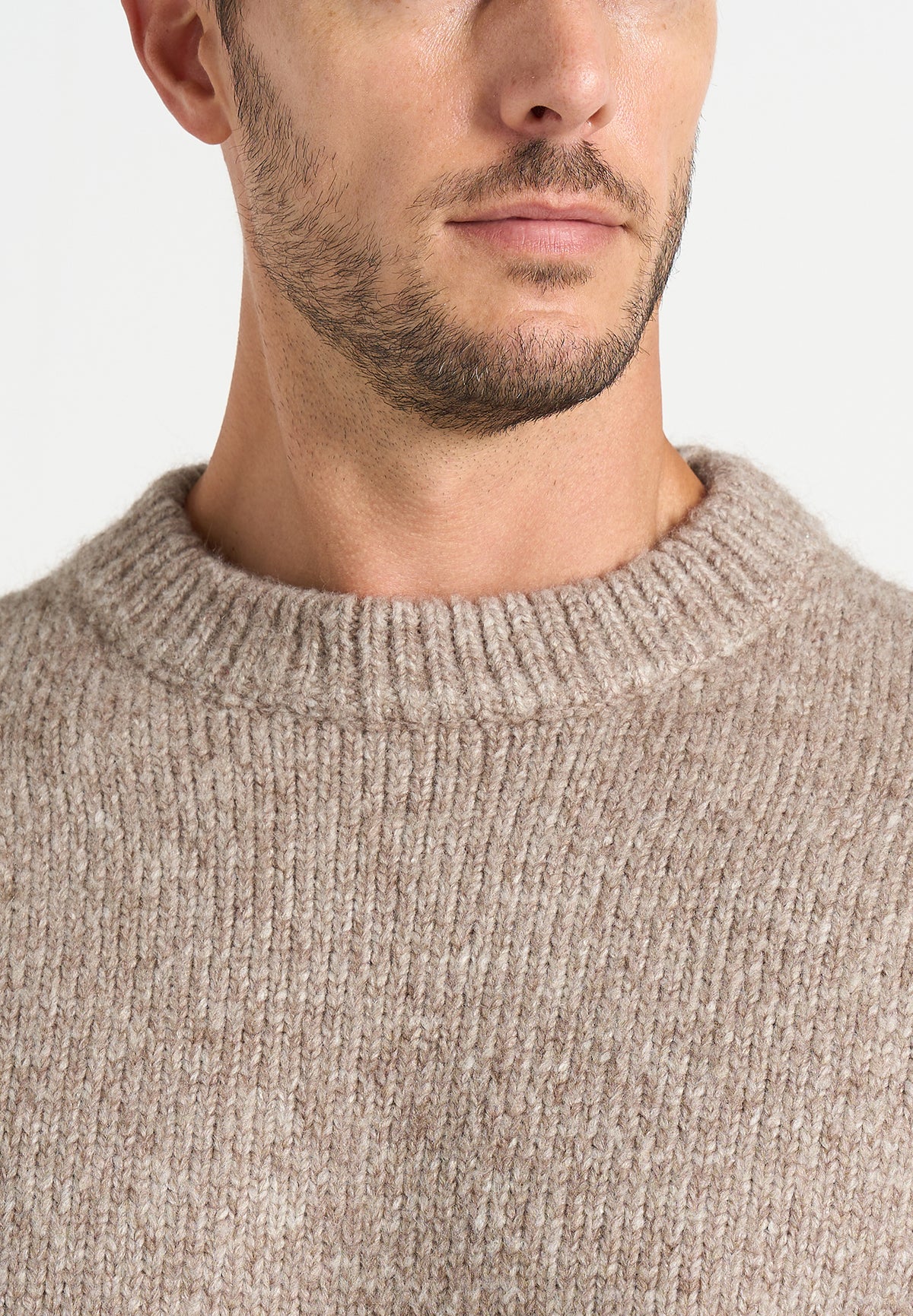 KW001 - Brushed Wool-Blend Knit Signature Jumper - Beige