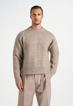 KW001 - Brushed Wool-Blend Knit Signature Jumper - Beige