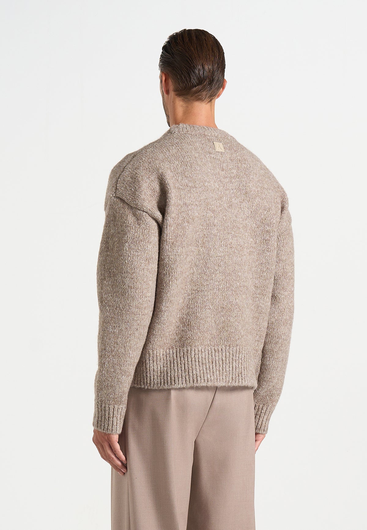 KW001 - Brushed Wool-Blend Knit Signature Jumper - Beige