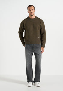 KW001 - Brushed Wool-Blend Knit Signature Jumper - Olive