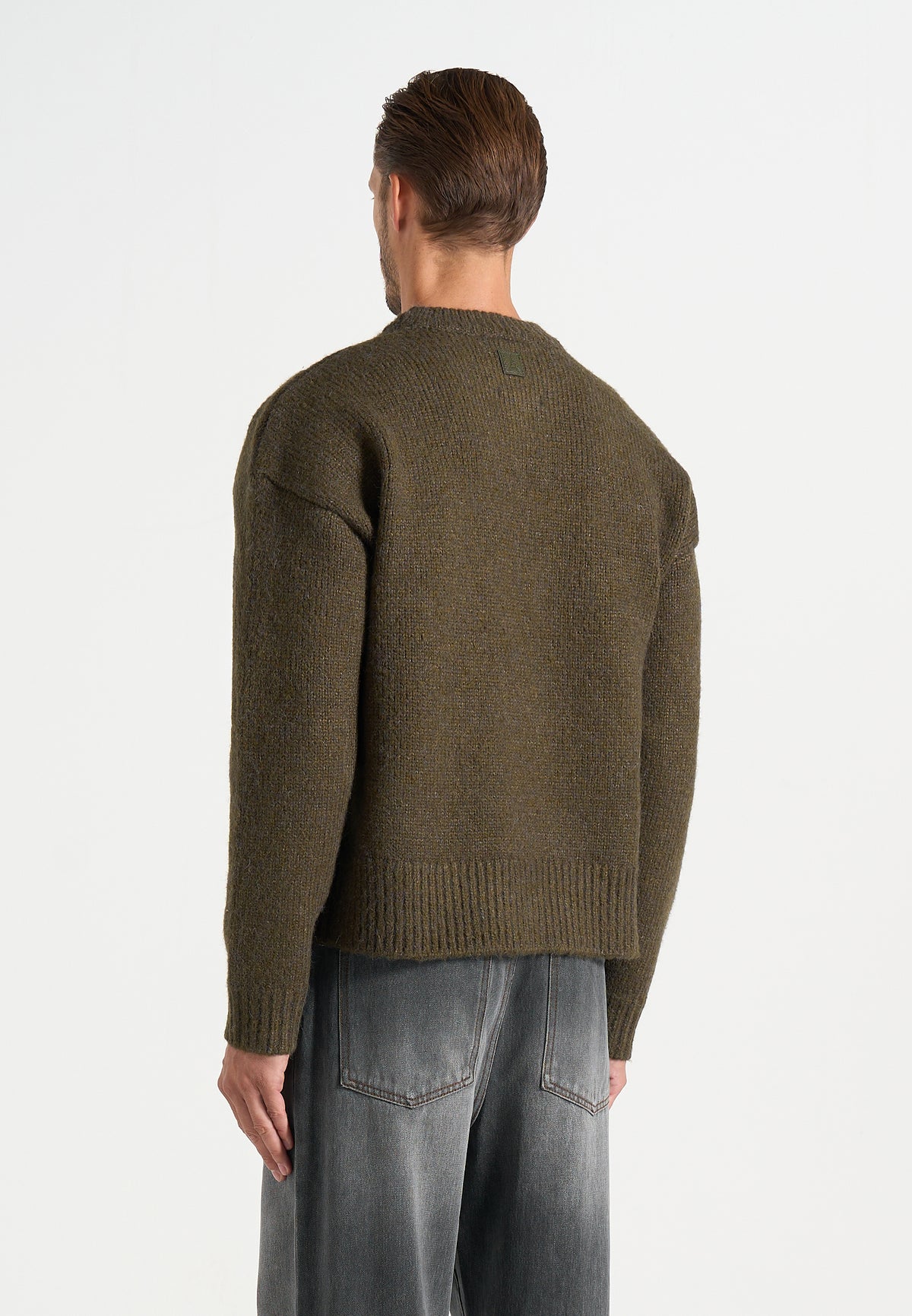 KW001 - Brushed Wool-Blend Knit Signature Jumper - Olive