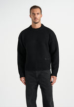 KW001 - Brushed Wool-Blend Knit Signature Jumper - Black