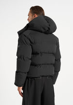 Bradley - Unisex Cropped Raglan Wrap Neck Puffer Jacket - Black