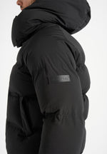 Bradley - Unisex Cropped Raglan Wrap Neck Puffer Jacket - Black