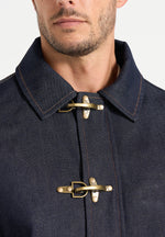 Nino - Unisex Clasp Detail Contrast Stitch Denim Jacket - Indigo