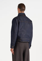 Nino - Unisex Clasp Detail Contrast Stitch Denim Jacket - Indigo