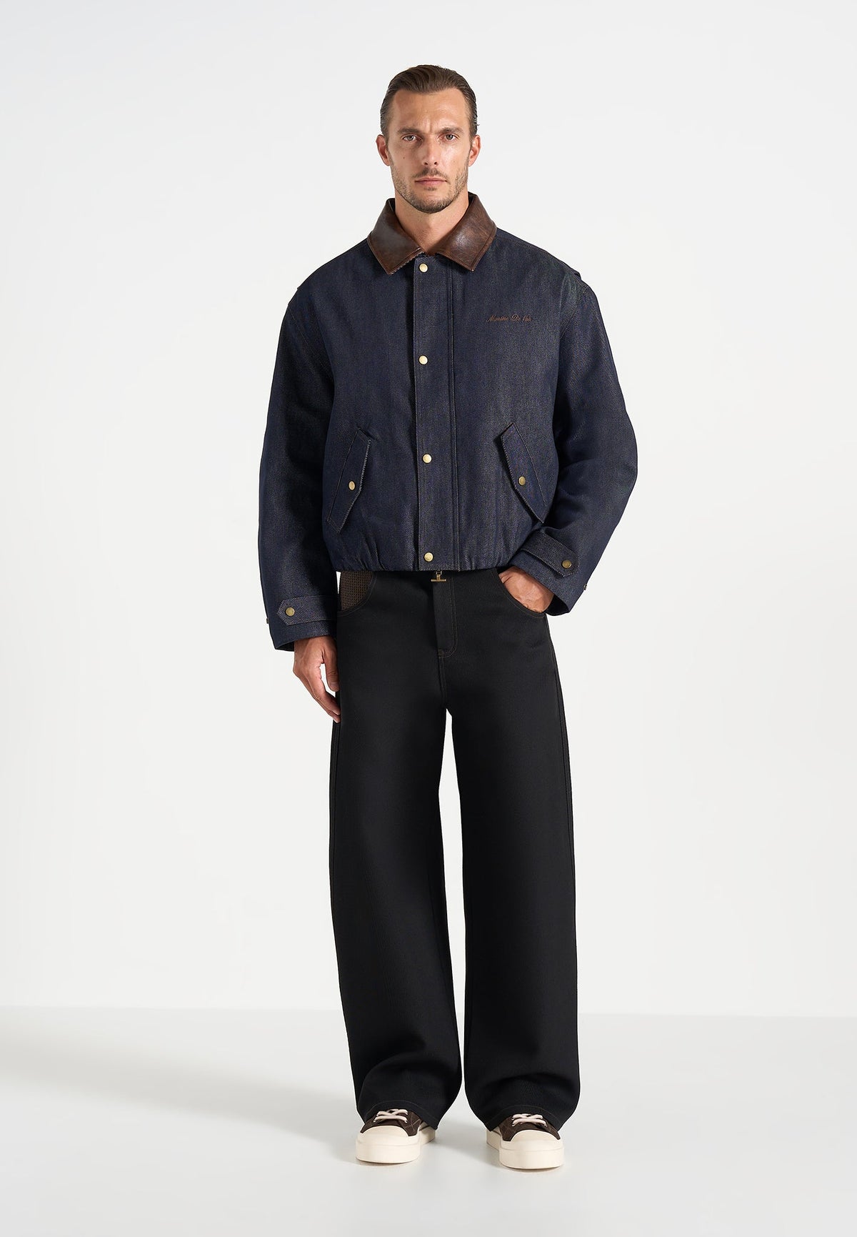 Cameron - Unisex Oversized Denim Bomber Jacket - Indigo